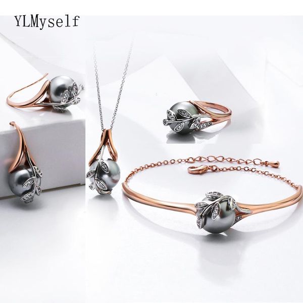 sale pendant necklace bangle earrings ring gift for mom rose gold grey pearl trendy leaf 4pcs jewelry set, Silver
sale pendant necklace bangle earrings ring gift for mom rose gold grey pearl trendy leaf 4pcs jewelry set, Silver
