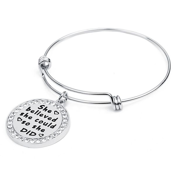 1pc/lot "she believed she could,so she did" personalised stainless steel lettering slide charms crystal rhinestone cuff bangles, Black
1pc/lot "she believed she could,so she did" personalised stainless steel lettering slide charms crystal rhinestone cuff bangles, Black