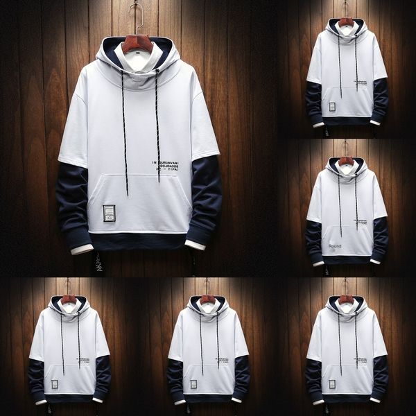 autumn new sweater men's fashion stitching hooded sweater youth round neck loose fake two-piece pullover fashion qnagu, Black
autumn new sweater men's fashion stitching hooded sweater youth round neck loose fake two-piece pullover fashion qnagu, Black