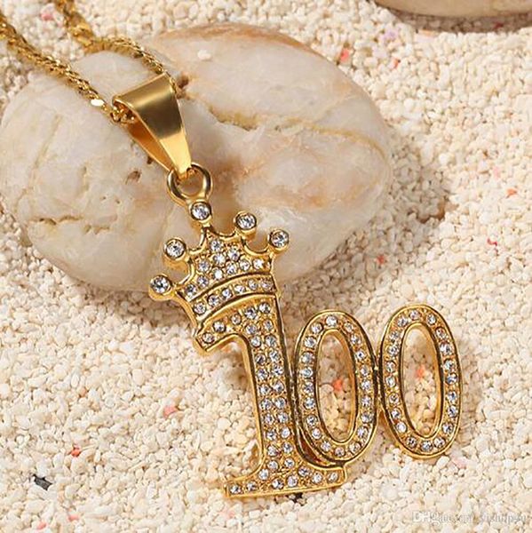 iced out crown 100 pendant necklace 18k gold plated 316l stainless steel with 3mm 24inch rope chain, Silver
iced out crown 100 pendant necklace 18k gold plated 316l stainless steel with 3mm 24inch rope chain, Silver