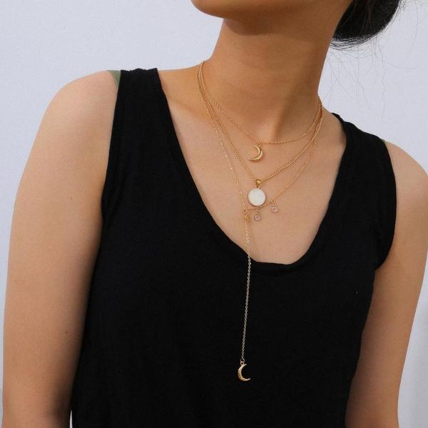 tassel multi-layer rhinestone necklace as female creative sun moon and stars geometric pendant necklace, Silver
tassel multi-layer rhinestone necklace as female creative sun moon and stars geometric pendant necklace, Silver