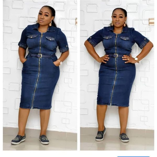 fashion short sleeve plus size womensdenim dress fake pockets lapel neck panelled zipper knee length pencil dress summer casual clothing
fashion short sleeve plus size womensdenim dress fake pockets lapel neck panelled zipper knee length pencil dress summer casual clothing