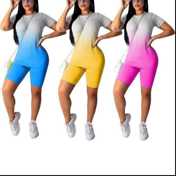 2pcs set fashion women neon gradient print t shirts crop shorts workout clothes tracksuit summer ladies casual 2 piece sets, Gray
2pcs set fashion women neon gradient print t shirts crop shorts workout clothes tracksuit summer ladies casual 2 piece sets, Gray