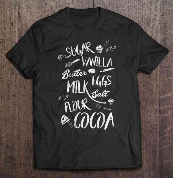 men t shirt sugar vanilla butter eggs milk salt flour cocoa women t-shirt