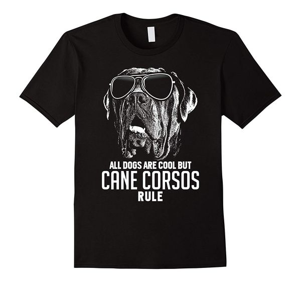 dogs are cool but cane corsos rule funny t-shirtround neck t-shirts