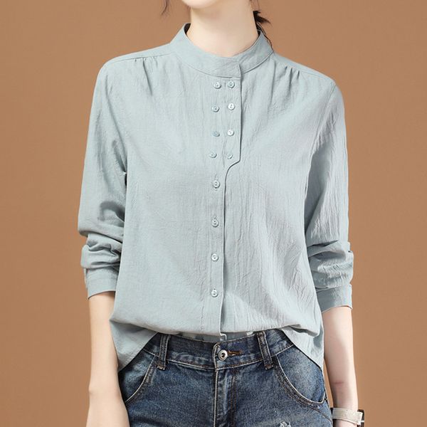 women's blouses & shirts korean style stand collor blouse women autumn cotton long sleeve plus size 2021 button up shirt blusas, White
women's blouses & shirts korean style stand collor blouse women autumn cotton long sleeve plus size 2021 button up shirt blusas, White