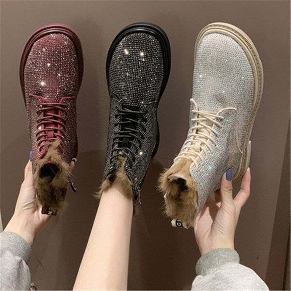 winter new fashion shoes woman leather boots bling rhinestone lace-up booties women round toe ankle boots botas mujer black red
winter new fashion shoes woman leather boots bling rhinestone lace-up booties women round toe ankle boots botas mujer black red