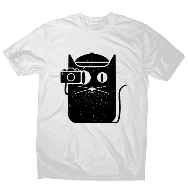 cat and camera - illustration men's t-shirt loose size ajax funny tee shirt