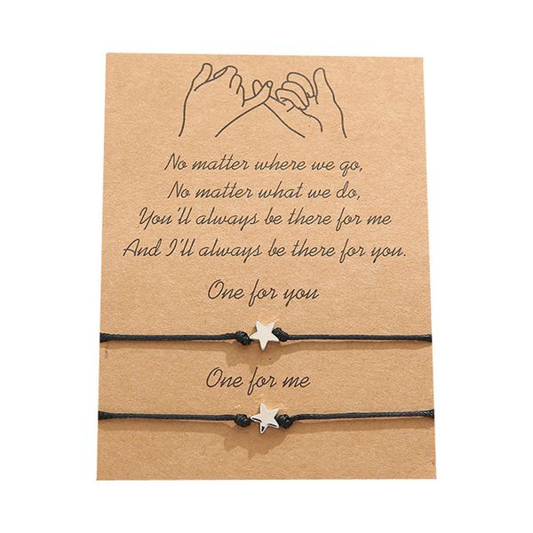 make a wish paper card adjustable bracelet 2pcs/set star charm bracelet handmade boho jewelry pinky promise gift, Black
make a wish paper card adjustable bracelet 2pcs/set star charm bracelet handmade boho jewelry pinky promise gift, Black
