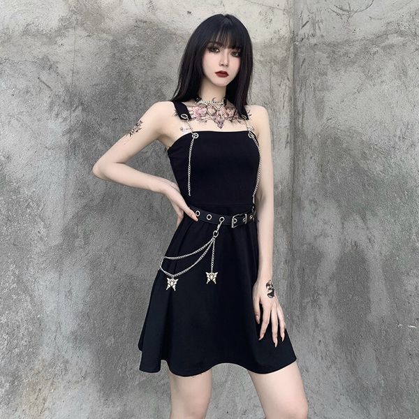 casual dresses black dark goth mini dress 2021 lady metal long chains butterfly belt strap dressed eyelet cool backless strapless vestido, Black;gray
casual dresses black dark goth mini dress 2021 lady metal long chains butterfly belt strap dressed eyelet cool backless strapless vestido, Black;gray