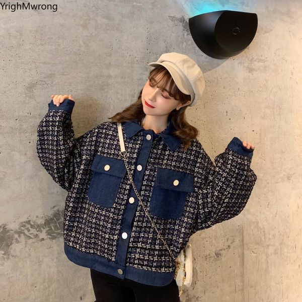 women's jackets tweed spring autumn plaid stitch denim pocket button loose jacket long sleeve outfit women fashion ladies casual windbr, Black;brown
women's jackets tweed spring autumn plaid stitch denim pocket button loose jacket long sleeve outfit women fashion ladies casual windbr, Black;brown
