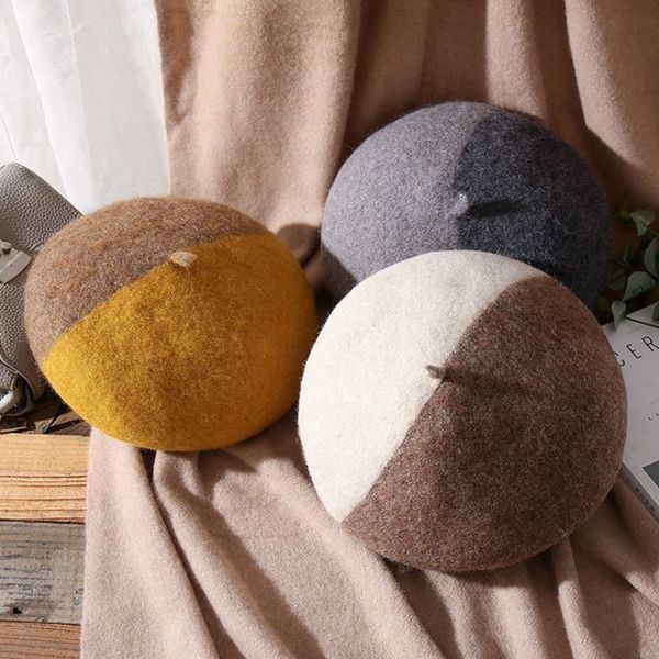 berets 2021 stitching color british style cute lady woollen beret hat winter versatile painter pumpkin cap scalloped bud, Blue;gray
berets 2021 stitching color british style cute lady woollen beret hat winter versatile painter pumpkin cap scalloped bud, Blue;gray