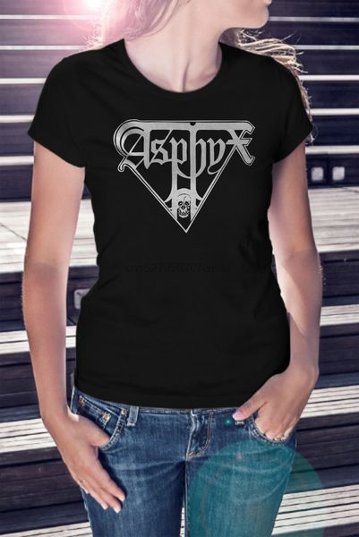 asphyx logo women lady black t-shirt death metal tee shirt pestilence