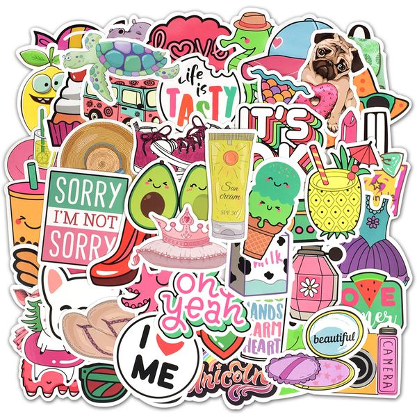 

50 pcs waterproof beach style vinyl stickers for water bottle lapmacbook computer phone pad for teen girls diy cute gifts
