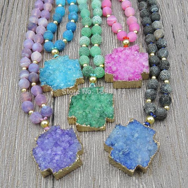 mixed colors crystal druzy cross pendant & 8mm weathering agat round beads knot handmade necklace 30inch or 40inch, Silver
mixed colors crystal druzy cross pendant & 8mm weathering agat round beads knot handmade necklace 30inch or 40inch, Silver