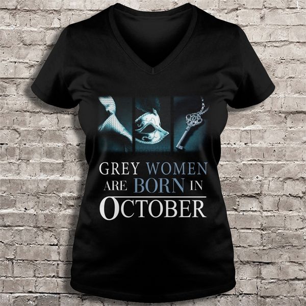 men t shirt grey women are born in october version2 women t-shirt
