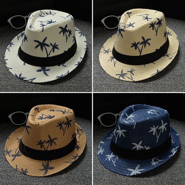 parent-child style beach wind travel coconut tree print paper straw jazz hat seaside sun hat men and women, Blue;gray
parent-child style beach wind travel coconut tree print paper straw jazz hat seaside sun hat men and women, Blue;gray