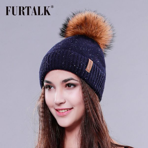 furtalk warm winter hat for women fur pompom hat wool knitted beanie ladies winter cap for female, Blue;gray
furtalk warm winter hat for women fur pompom hat wool knitted beanie ladies winter cap for female, Blue;gray