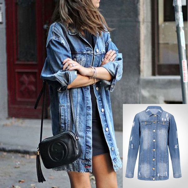 women's denim jeackets autumn winter trench coat large size ripped overcoat long jackets for women denim fashion frayed coat, Tan;black
women's denim jeackets autumn winter trench coat large size ripped overcoat long jackets for women denim fashion frayed coat, Tan;black