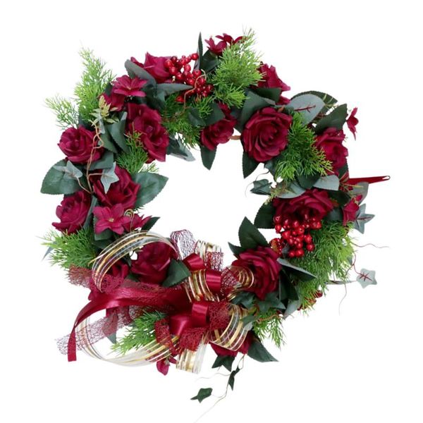 wild rose floral door wreath with green leaves, 16.5'' diameter - home décor for any room
wild rose floral door wreath with green leaves, 16.5'' diameter - home décor for any room