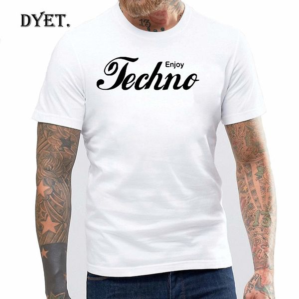 enjoy techno logo mens t shirt house music club rave dark cool tee
