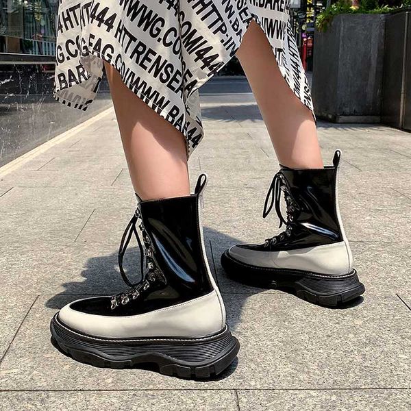 motorcycle boots women's shoes genuine leather mixed color metal decoration handsome shoes women ankle boots mujer, Black
motorcycle boots women's shoes genuine leather mixed color metal decoration handsome shoes women ankle boots mujer, Black