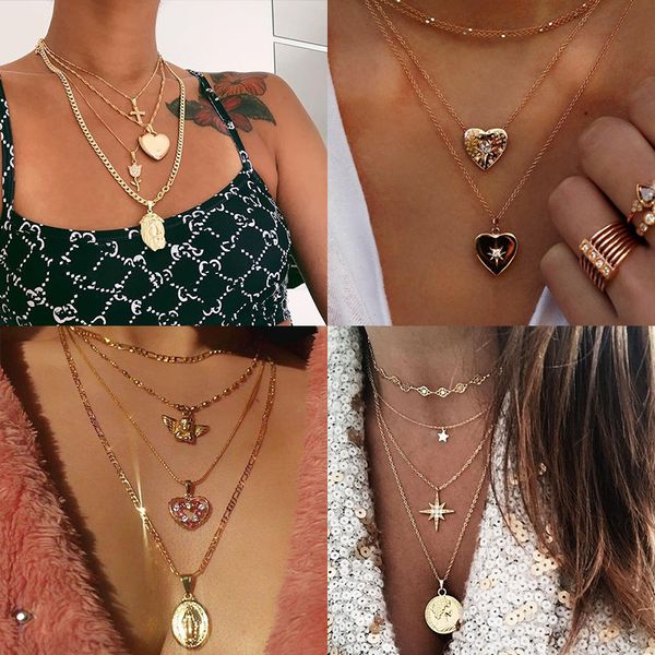 chains famshin bohemian star moon heart six-star pendant necklace boho round fashion choker necklaces women holiday statement jewelry, Silver
chains famshin bohemian star moon heart six-star pendant necklace boho round fashion choker necklaces women holiday statement jewelry, Silver
