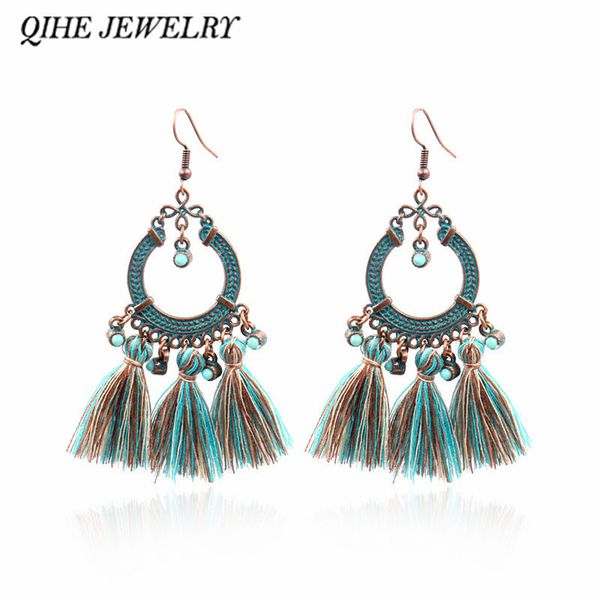 dangle & chandelier qihe jewelry bohemian earrings blue cotton tassel bronze charm boho style for women gift female, Silver
dangle & chandelier qihe jewelry bohemian earrings blue cotton tassel bronze charm boho style for women gift female, Silver