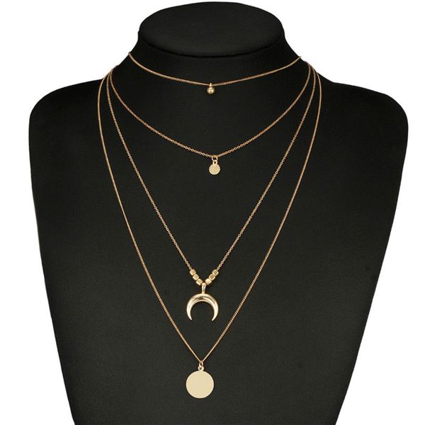 women multilayer choker horn long crescent moon pendant necklace chain jewelry ll@17, Silver
women multilayer choker horn long crescent moon pendant necklace chain jewelry ll@17, Silver