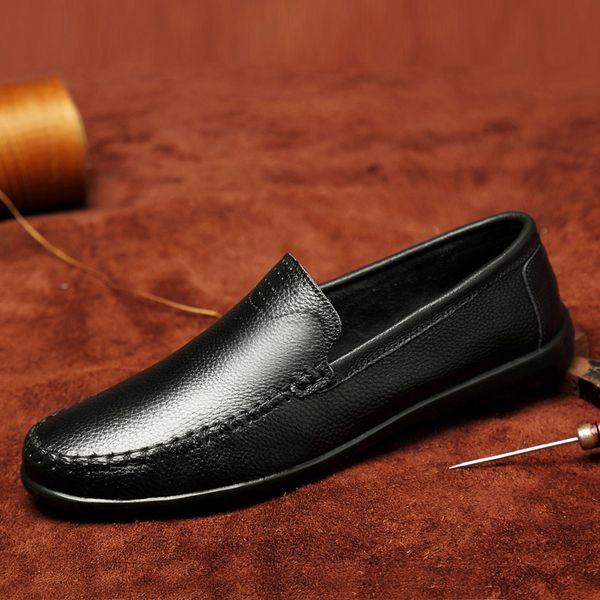men casual shoes fashion genuine leather shoes mens loafers moccasins sewing breathable slip on driving, Black
men casual shoes fashion genuine leather shoes mens loafers moccasins sewing breathable slip on driving, Black