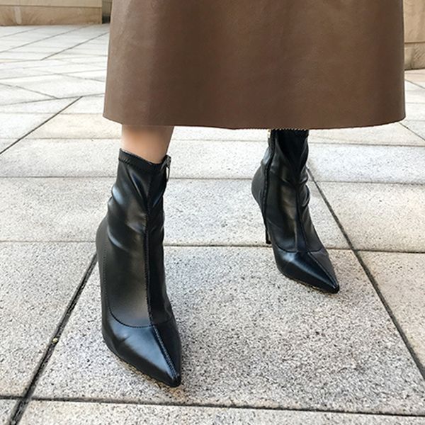 fashion women's boots pointed zipper ankle boots high heels shoes 2020 autumn and winter women's size 33-42, Black
fashion women's boots pointed zipper ankle boots high heels shoes 2020 autumn and winter women's size 33-42, Black