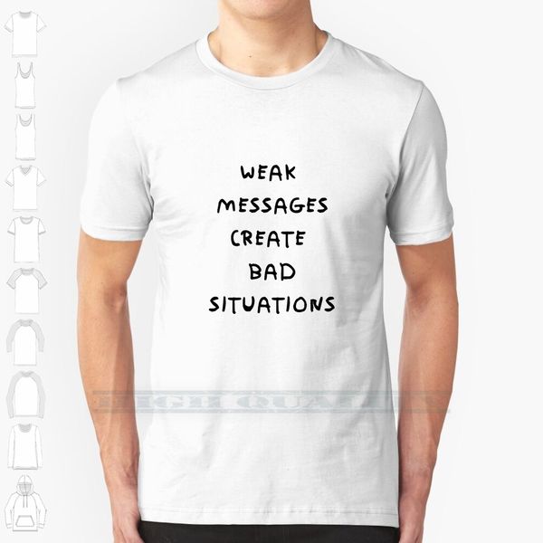 weak messages create bad situations custom design print for men women cotton new cool tee t shirt big size 6xl
weak messages create bad situations custom design print for men women cotton new cool tee t shirt big size 6xl