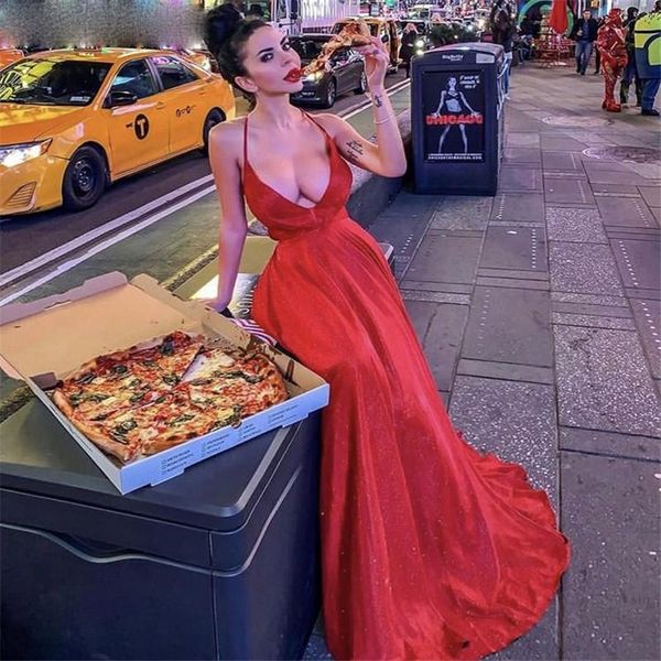 deep v neck prom dresses spaghetti halter backless evening gowns a line floor length formal party dress robe de soiree, Black
deep v neck prom dresses spaghetti halter backless evening gowns a line floor length formal party dress robe de soiree, Black