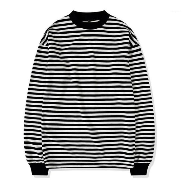 long sleeve homme tees mens summer designer casual tshirt turtleneck striped loose fit, White;black
long sleeve homme tees mens summer designer casual tshirt turtleneck striped loose fit, White;black