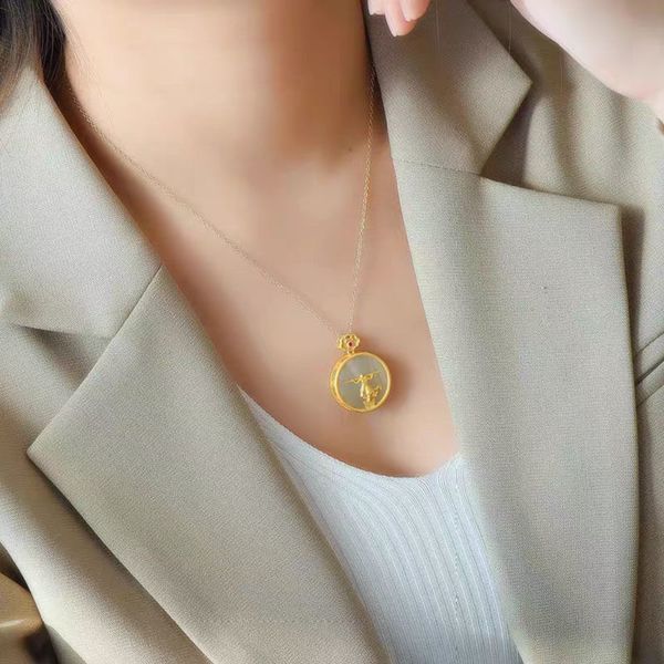 pendant necklaces return of natural hetian stone retro necklace silver color inlay style fashionable simple golden plating process
pendant necklaces return of natural hetian stone retro necklace silver color inlay style fashionable simple golden plating process