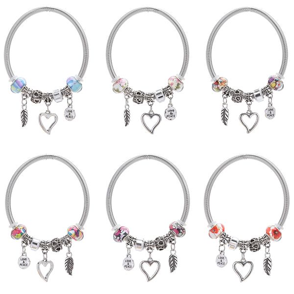 elastic bracelet pendant beads leaf lovely charm bracelets for women heart fine quality children girls, Black