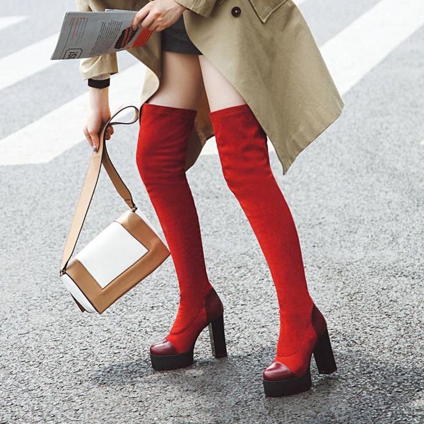 women over-the-knee boots flock fabric +pu super thick high heels european and american women winter boots faux suede slim, Black
women over-the-knee boots flock fabric +pu super thick high heels european and american women winter boots faux suede slim, Black
