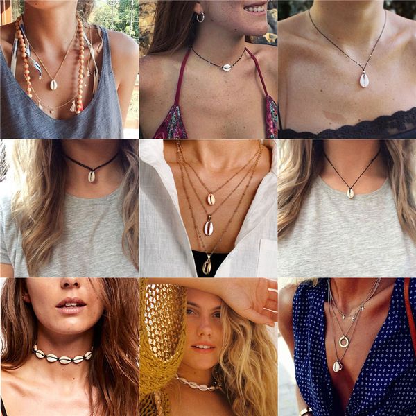 pendant necklaces bohemian natural sea shell cowrie necklace for women choker rope chain gold collar concha beach summer jewelry, Silver
pendant necklaces bohemian natural sea shell cowrie necklace for women choker rope chain gold collar concha beach summer jewelry, Silver