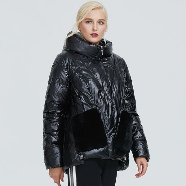 winter jacket women black glossy fashion coat plush stitching large pocket design warm black women parka, Tan;black
winter jacket women black glossy fashion coat plush stitching large pocket design warm black women parka, Tan;black