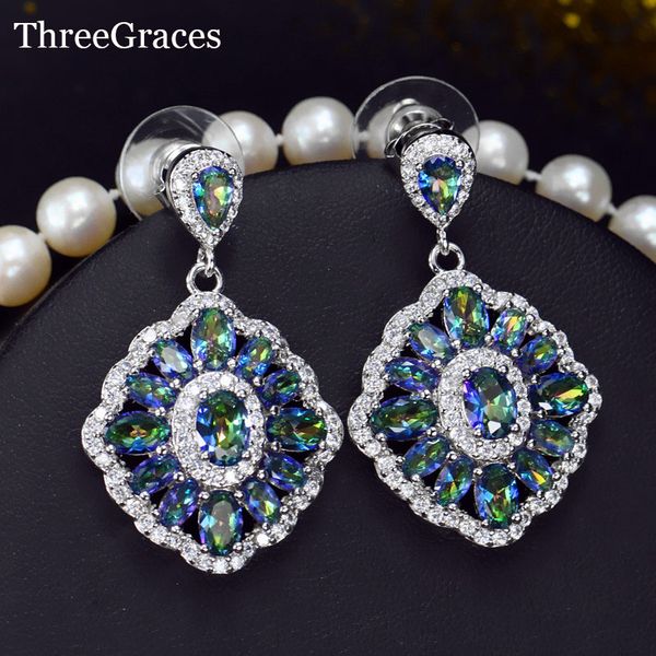 threegraces gorgeous cubic zircon crystal inlay sparkling mystic rainbow light blue ladies fashion earrings jewelry er273, Silver
threegraces gorgeous cubic zircon crystal inlay sparkling mystic rainbow light blue ladies fashion earrings jewelry er273, Silver