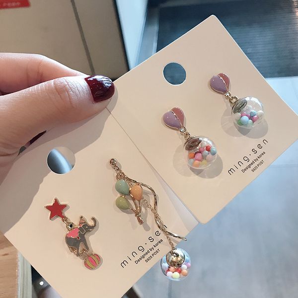 hhsppf xy 2020 new cute cartoon circus elephant long earrings asymmetric glass ball retro drip oil women's earrings gifts, Silver
hhsppf xy 2020 new cute cartoon circus elephant long earrings asymmetric glass ball retro drip oil women's earrings gifts, Silver