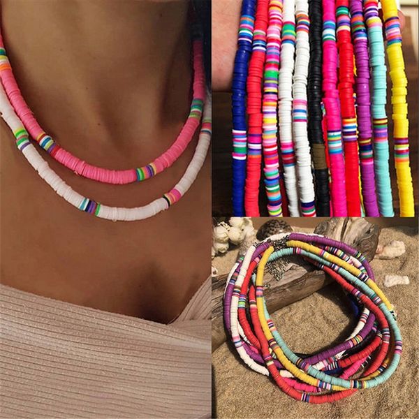 chokers bohemilian colorful polymer clay necklace soft pottery choker surfer beads collar handmade femme jewelry gifts, Golden;silver
chokers bohemilian colorful polymer clay necklace soft pottery choker surfer beads collar handmade femme jewelry gifts, Golden;silver