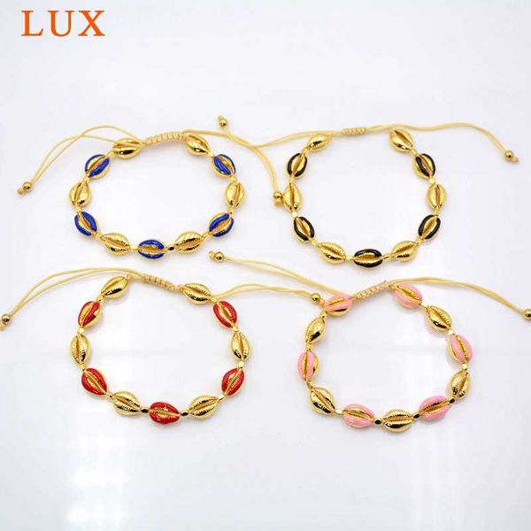 beaded, strands gold plating copper metal bracelets handmade cowrie shell shape bangle fashion jewelry for girls, Black
beaded, strands gold plating copper metal bracelets handmade cowrie shell shape bangle fashion jewelry for girls, Black