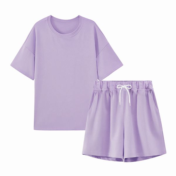 women's tracksuits summer womens two peices set leisure outfits cotton oversized t-shirts high waist shorts candy color clothing, Gray
women's tracksuits summer womens two peices set leisure outfits cotton oversized t-shirts high waist shorts candy color clothing, Gray