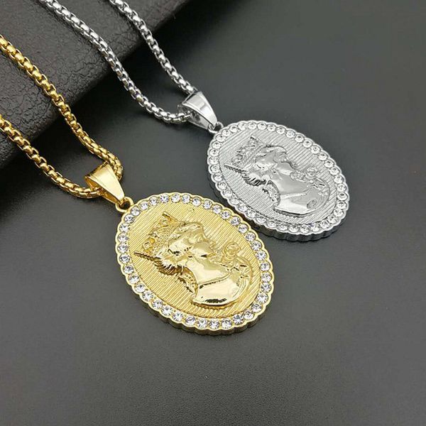 pendant necklaces hip hop rhinestones paved bling iced out stainless steel the queen victoria round pendants for men rapper jewelry, Silver
pendant necklaces hip hop rhinestones paved bling iced out stainless steel the queen victoria round pendants for men rapper jewelry, Silver