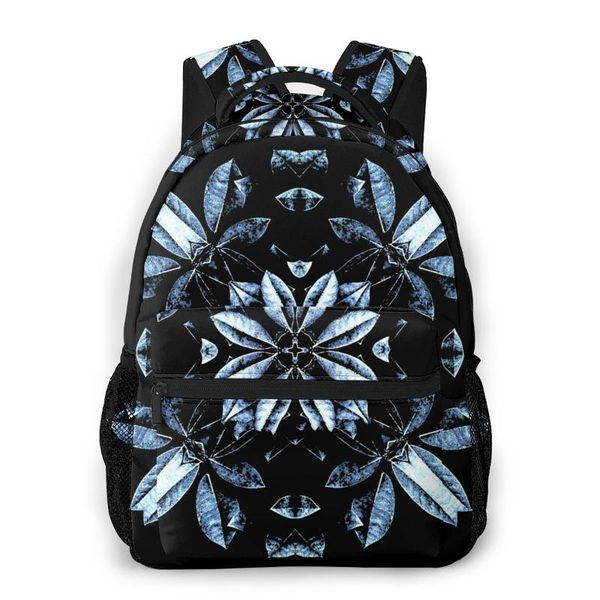 metallic leaves mandala new pattern knapsack black mirror teens books backpack
