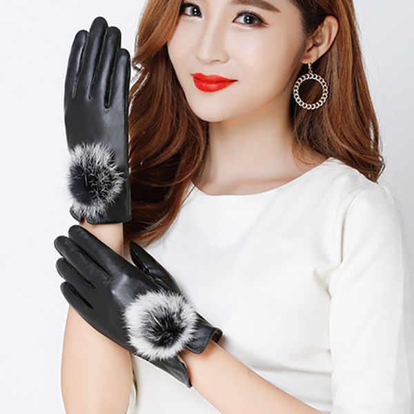 women winter full finger mittens gloves pu leather fur balls bike gloves waterproof touchscreen driving, Blue;gray
women winter full finger mittens gloves pu leather fur balls bike gloves waterproof touchscreen driving, Blue;gray