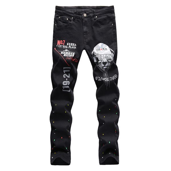 2020 fashion winter men's tiger digital printed black jeans fashion painted slim straight stretch denim pants, Blue
2020 fashion winter men's tiger digital printed black jeans fashion painted slim straight stretch denim pants, Blue