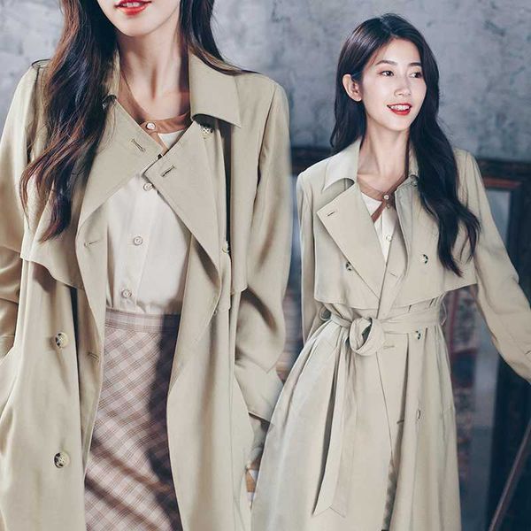 women's trench coats early autumn fashion double breasted khaki coat for women chic england lapel loose long windbreaker with sashes, Tan;black
women's trench coats early autumn fashion double breasted khaki coat for women chic england lapel loose long windbreaker with sashes, Tan;black