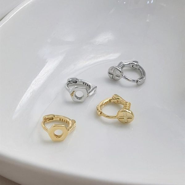 hoop & huggie 925 sterling silver earring fashionable asymmetrical screw nut-shaped ear ring bone buckle simple boy girl jewelry, Golden;silver
hoop & huggie 925 sterling silver earring fashionable asymmetrical screw nut-shaped ear ring bone buckle simple boy girl jewelry, Golden;silver